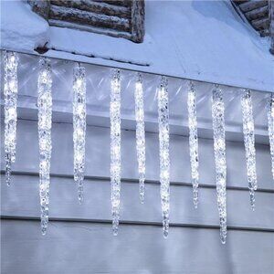 Icicle Lights with Clips 24.6ft 100 LED 20 Tubes Twinkling Crystal Icicle